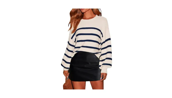 AiMgFUN Womens Oversized Crewneck Trendy and Comfortable Knitted Sweaters for Ladies