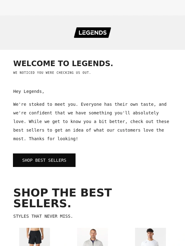 Legends - Hey! We saw you checking us out