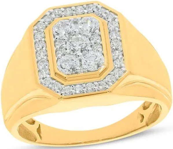 1 Ct tw Round-Cut Diamond Halo Ring in 10K Yellow Gold