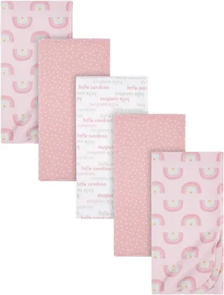 Gerber Baby Girls Rainbow Flannel Receiving Blankets