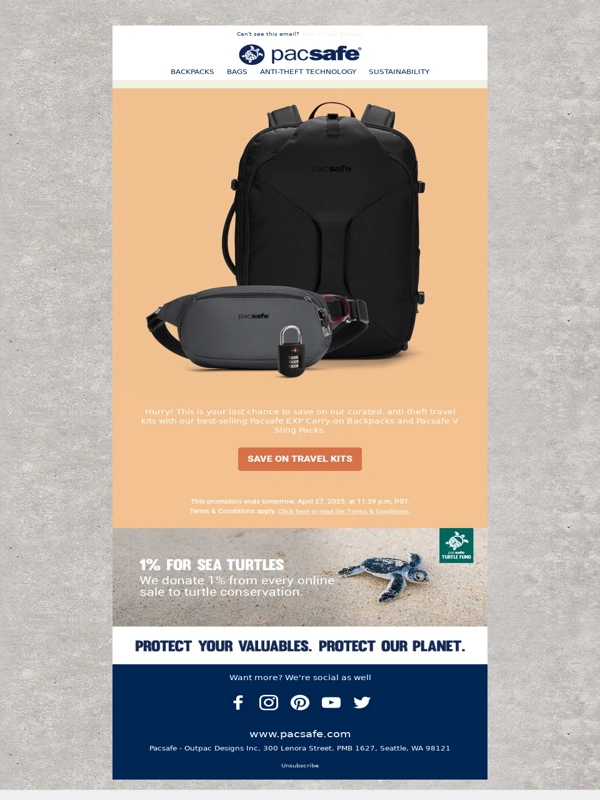 Pacsafe - Hurry! 20% Off Travel Kits Ends Soon!
