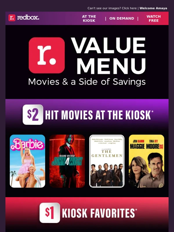 Redbox - Pick your next movie on the Value Menu!