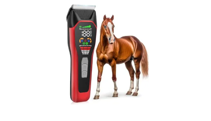 Grimgrow Horse Clippers Low Noise Rechargeble Horse Trimmer Kit, Pet Shaver for Heavy Thick Coats Grooming, 2-Speed Cordless Animal Shears for Horse, Sheep, Cats and Dogs