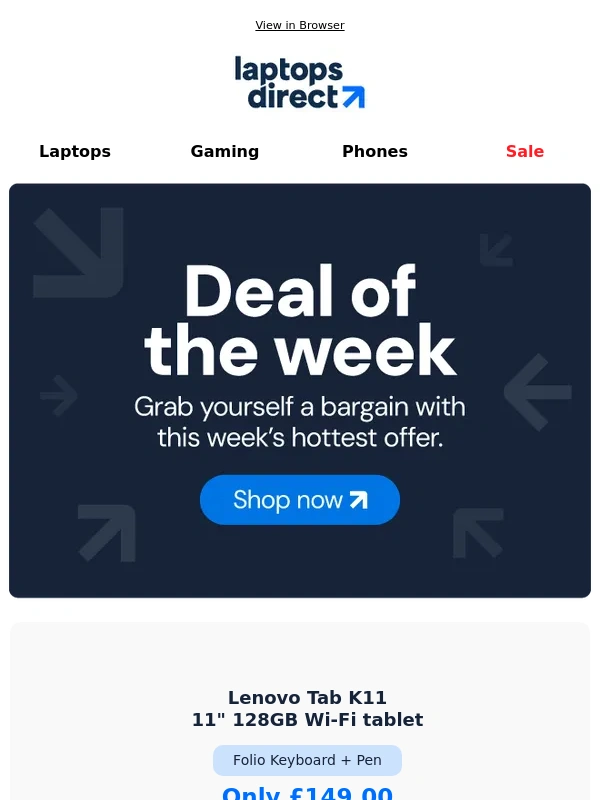 Laptops Direct - Saturday Deal | Lenovo Tablet only £149