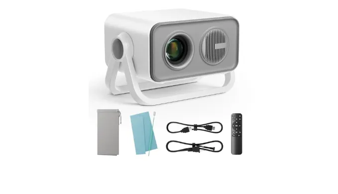 BKZ 2025 upgraded 360°Adjustable Dual Stand AI Auto Keystone Electric Focus Mini Portable Projector with Bluetooth 5.4, 1080P support Outdoor movie Projector compatible with HDMI/USB/Phone (Gray)