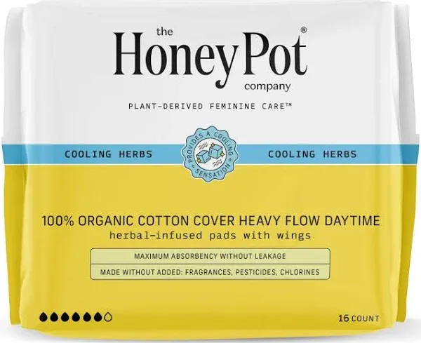 The Honey Pot Organic Cotton Heavy Flow Daytime Pads