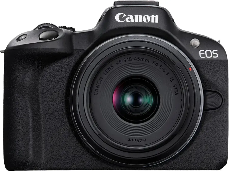 Canon - EOS R50, 4K Video Mirrorless Camera, RF-S18-45mm f/4.5-6.3 IS STM Lens, Black