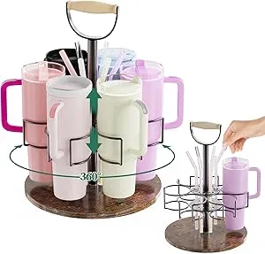 Rotating Stanley 40oz Tumbler Organizer w/Straw Holder