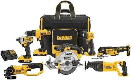 DeWalt 20V Max Cordless 7-Tool Combo Kit with Large Rolling Contractor Bag