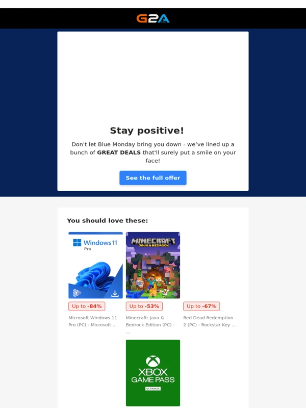 G2A - ? Blue Monday has no power here!