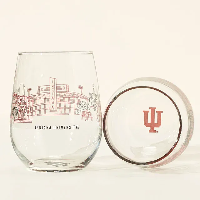 College Cityscape Wine Glasses - Set of 2