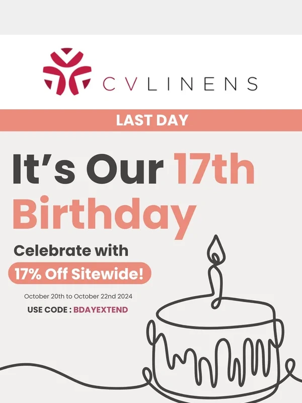 CV Linens - Final Hours: 17% Off Ends Tonight! ⏰