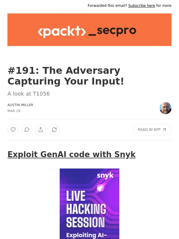 Packt - #191: The Adversary Capturing Your Input!