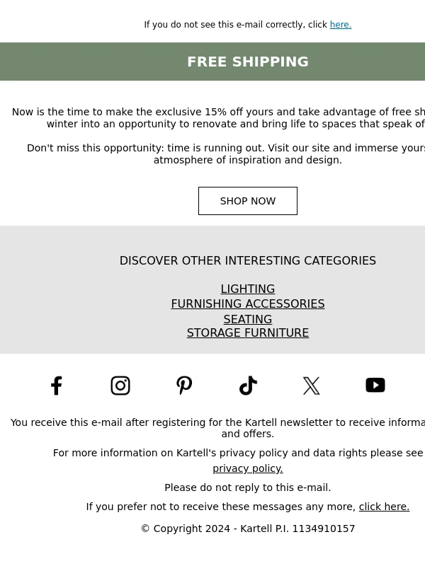 Kartell - Winter Promo: take advantage of it now