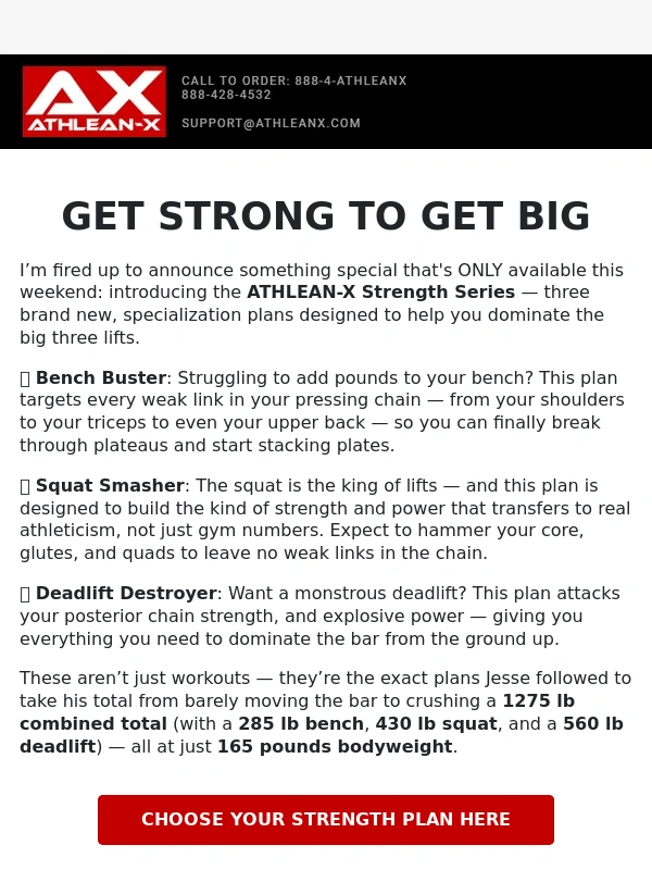 ATHLEAN X - NEW Strength Specialization Plans — This Weekend Only!