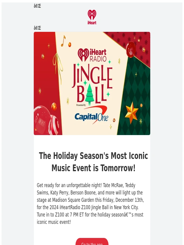 iHeartRadio - LIVE: iHeartRadio’s Z100 Jingle Ball Tomorrow! ???