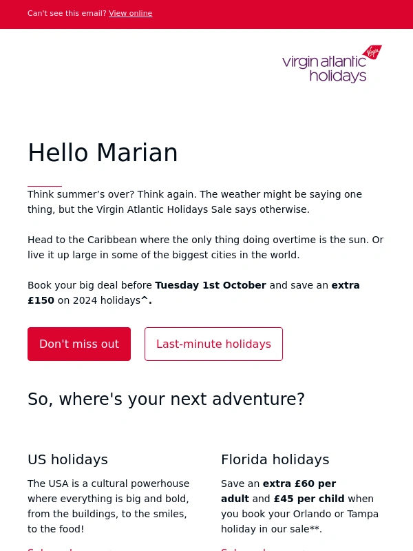 Virgin Atlantic Holidays - Last chance to book your big deal