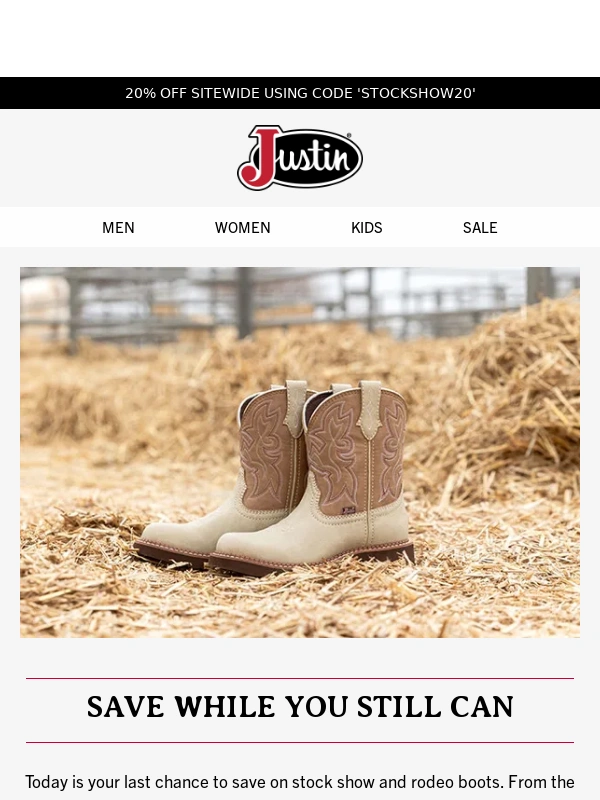 Justin Boots - Last Chance For Savings: Get Them While You Can