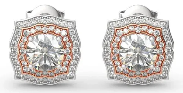 Jeulia Sterling Silver Moissanite Stud Earrings
