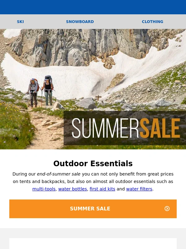 Snowcountry - Best deals on outdoor essentials during our summer sale