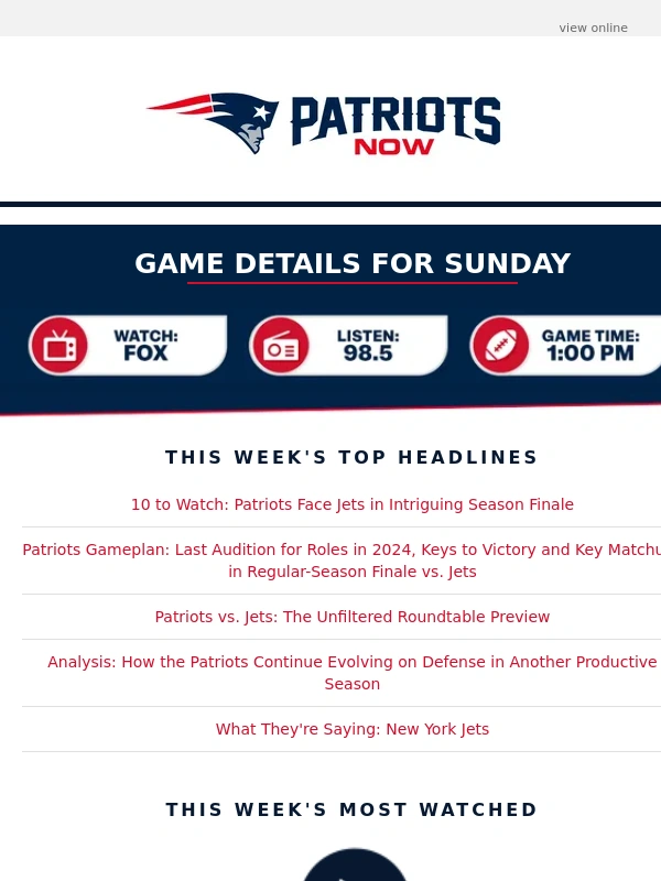 Patriots - Pats face Jets in Season Finale | Keys to Victory