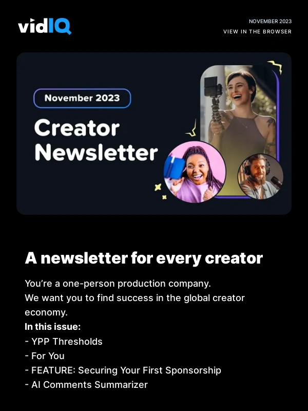 vidIQ - ? A Newsletter for Every Creator #1