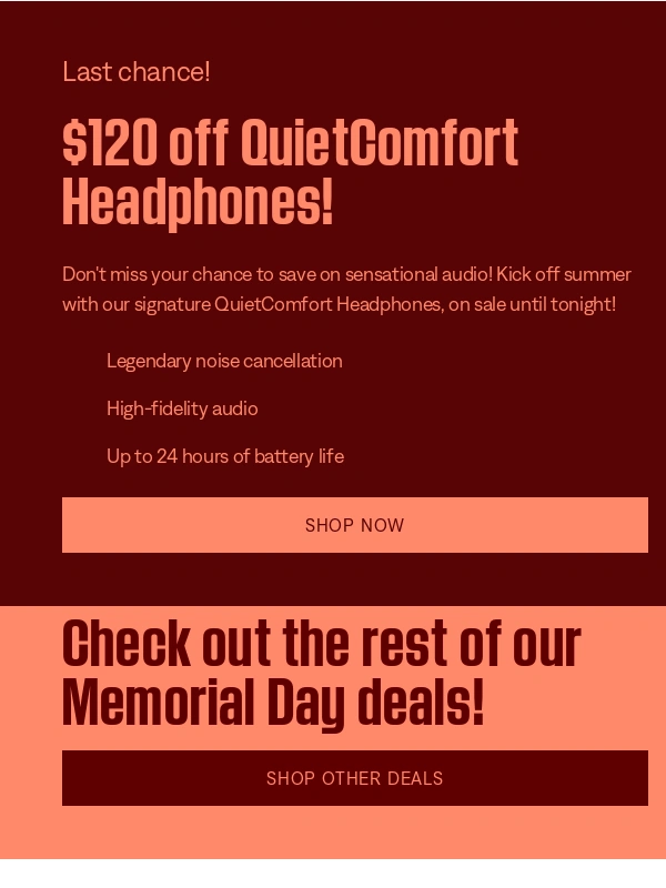 Bose - Last chance: get $120 off QuietComfort Headphones!