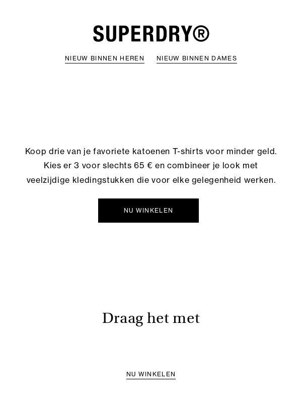 Superdry - Eindeloze combo's. Slechts 65 € voor 3 T-shirts