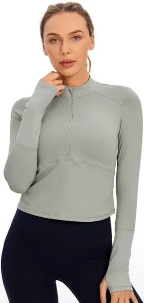 CRZ Yoga Brushed Half-Zip Long Sleeve Cropped