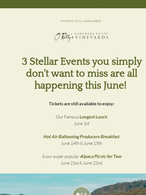 Oreillys - 3 Unforgettable June Events at O'Reilly's Canungra Valley Vineyards as part of Scenic Rim Eat Local Month ?