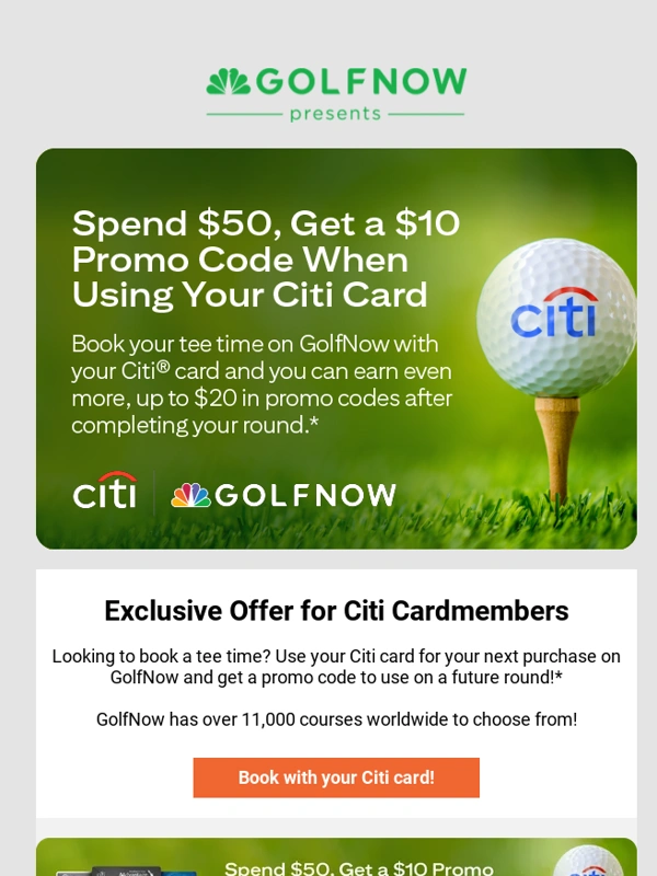GolfNow - Use your Citi card to book your next tee time on GolfNow!