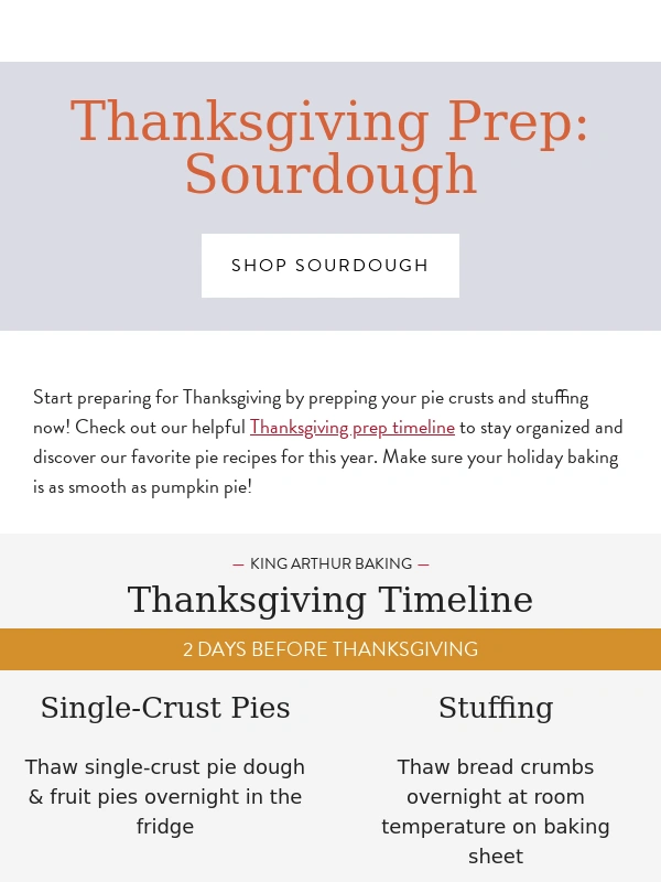 King Arthur Baking - Your Thanksgiving Timeline For Sourdough