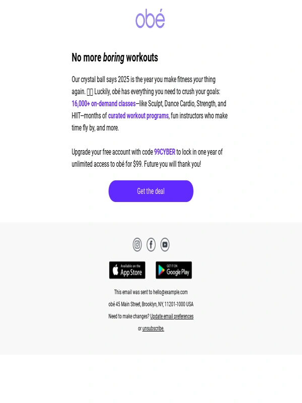 Obe Fitness - Your workouts for 2025 are here ?