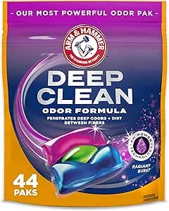 ARM & HAMMER™ Deep Clean Odor Formula Laundry Detergent Power Paks, Laundry Odor Remover, Radiant Burst Scent, 44 Count, 44 Loads