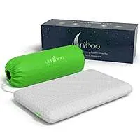 Umiboo 2.6" Thin Memory Foam Pillow for Stomach and Back Sleepers (White)