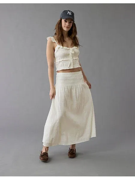 Ae High-Waisted Smocked Maxi Skirt