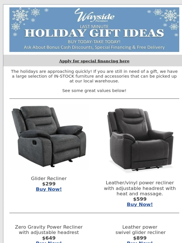 Wayside Furniture - Last Minute Gift ? Ideas
