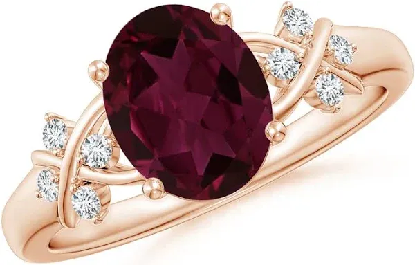 Solitaire Oval Criss Cross Ring with Diamonds