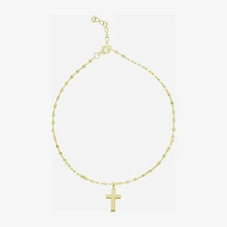 14K Gold Cross Ankle Bracelet