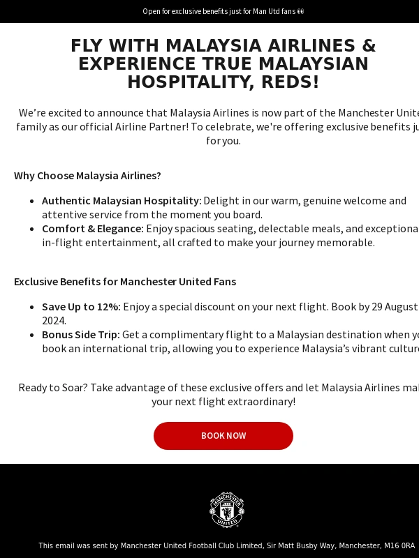 Manutd - Get an Exclusive fare offer with Malaysia Airlines