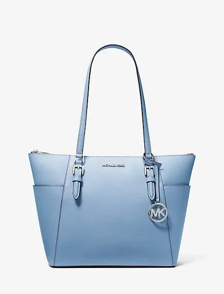 Michael Kors Charlotte Large Saffiano Leather Top-Zip Tote Bag