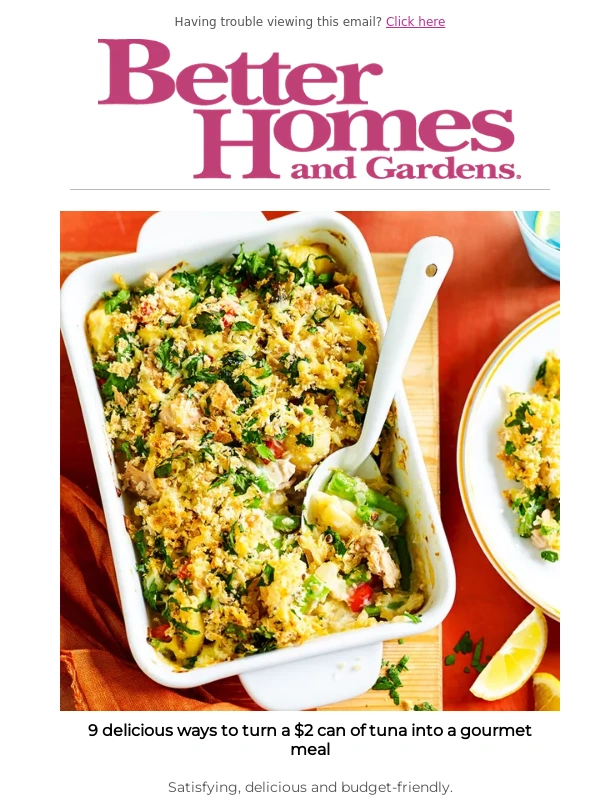 Bhg - 9 ways to use $2 can of tuna in your dinner,the perfect springtime strawberry and coconut slice PLUS this secret trick guarantees a good toastie every time