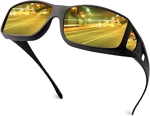FIMOSON Night Driving Glasses for Men Women Fit Over Sunglasses Anti Glare Polarized HD Night Vision Glasses