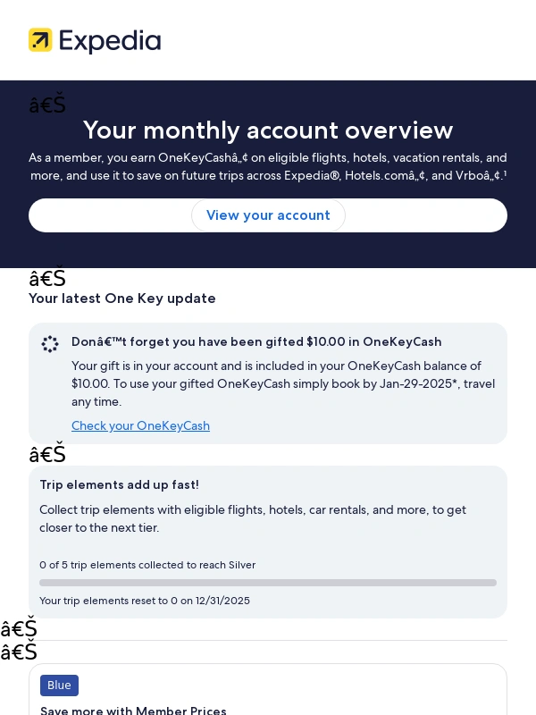 Expedia - See your One Key rewards