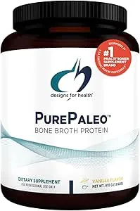 Designs for Health - PurePaleo Collagen Protein Powder, 21g, Vanilla, 30 Servings / 810g, Non-GMO, Dairy-Free + Gluten-Free