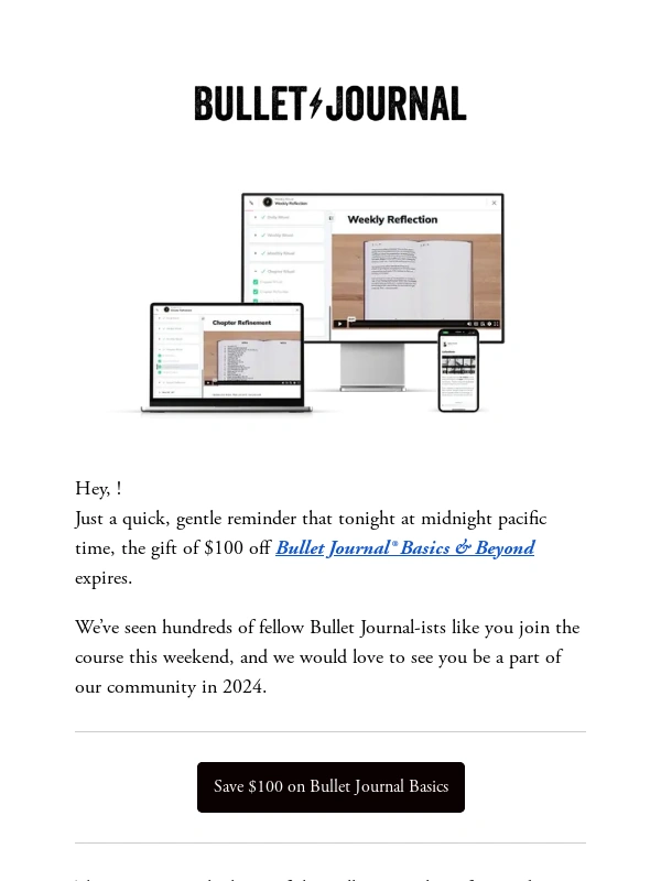 Bullet Journal - Only 6 Hours Left to Claim Your $100 Gift
