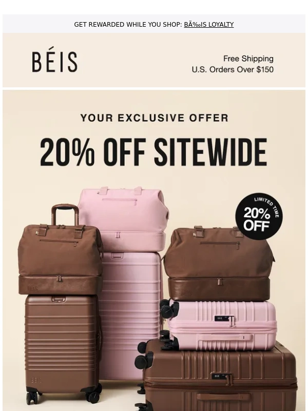 Beis Travel - LIMITED TIME: 20% off sitewide
