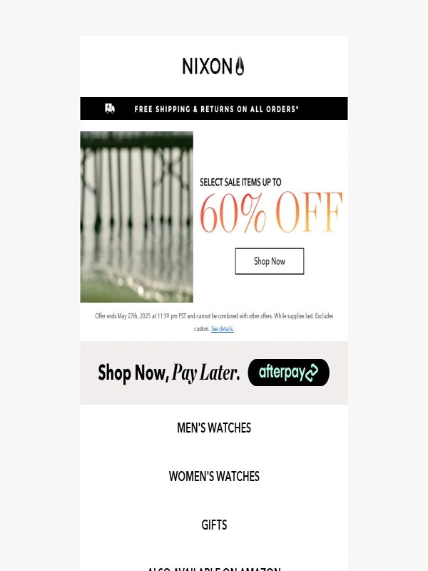 Nixon - 20% Off Sitewide Ends Tomorrow