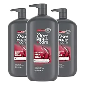 DOVE MEN + CARE Body and Face Wash Exfoliating Deep Clean for Men, with 24-Hour Nourishing Micromoisture Technology Body Wash, 30 Oz (Pack of 3)