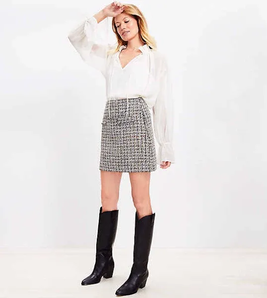 Women's Loft Metallic Tweed Fringe Pocket Mini Skirt